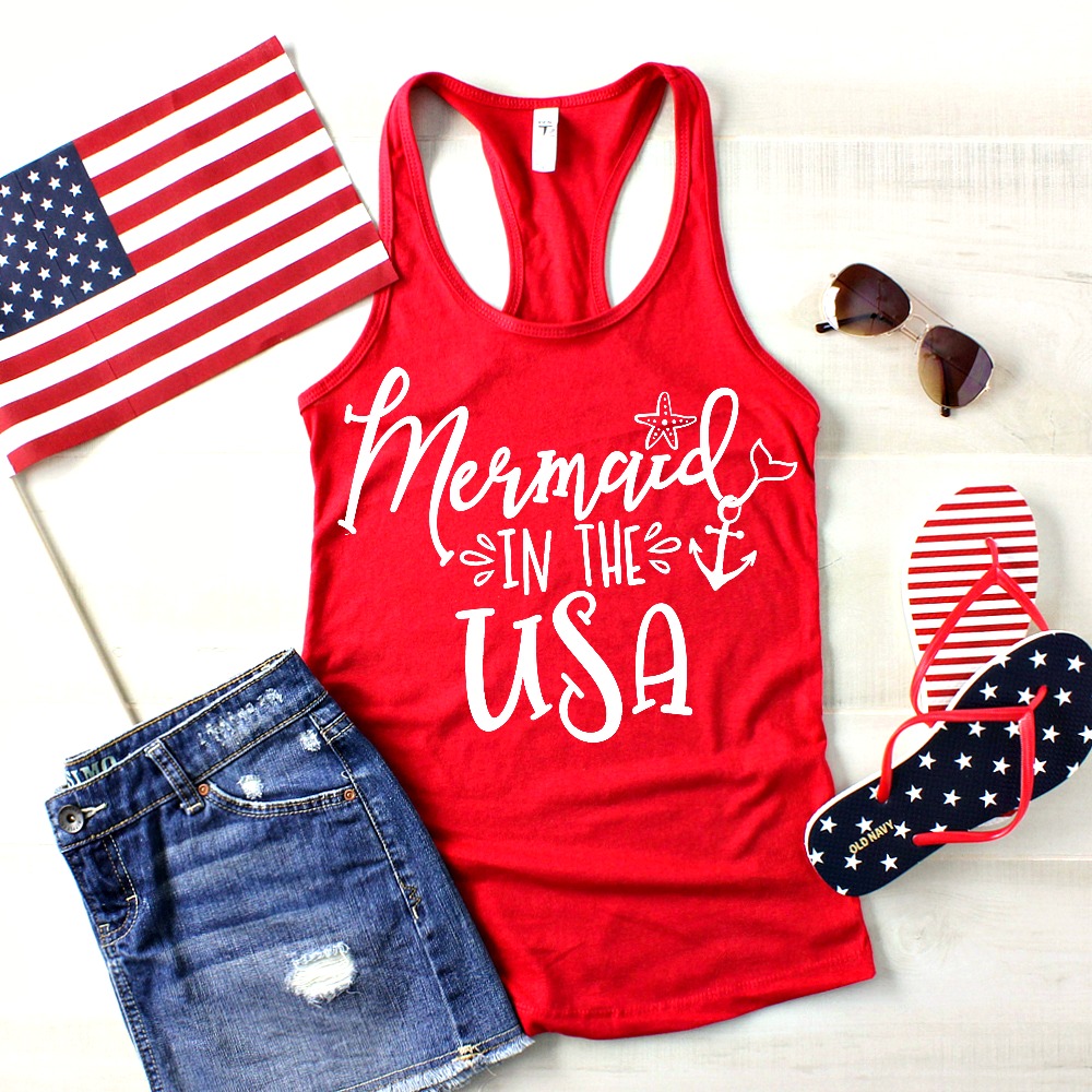 Download Patriotic SVG Collection - Mermaid in the USA - Happy-Go-Lucky