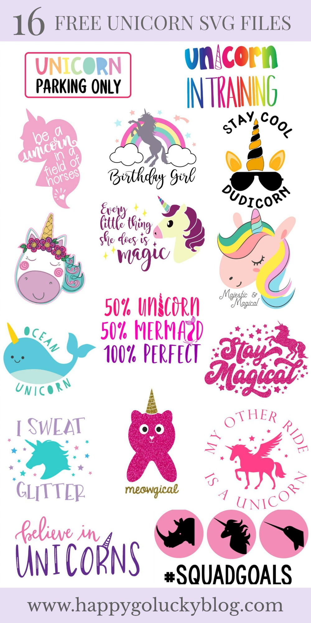 Download A Magical Collection Of 16 Free Unicorn Svg Files Happy Go Lucky SVG, PNG, EPS, DXF File