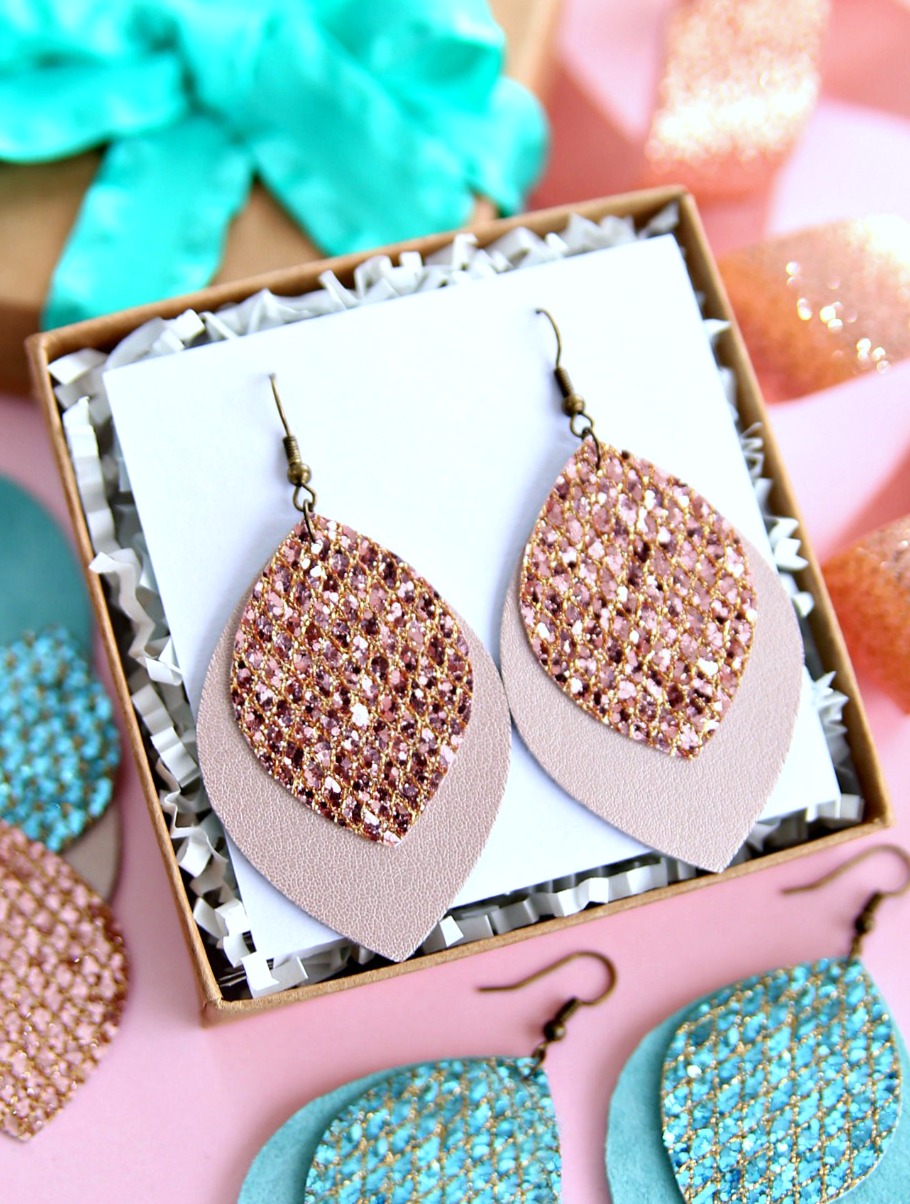Glitter leather earrings Leather earrings Gifts for her glitter earrings Valentine\u2019s Day earrings